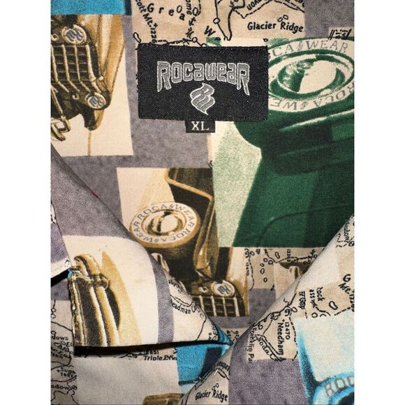 VTG Rocawear Y2K Cars Graphic Button-Up short sleeve Shirt Mens Size XL - Picture 3 of 5